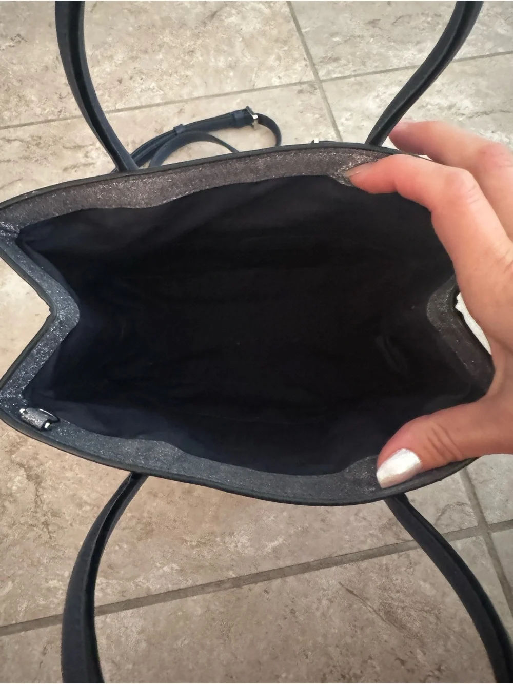 kate spade NY Glitter shopper with detachable strap